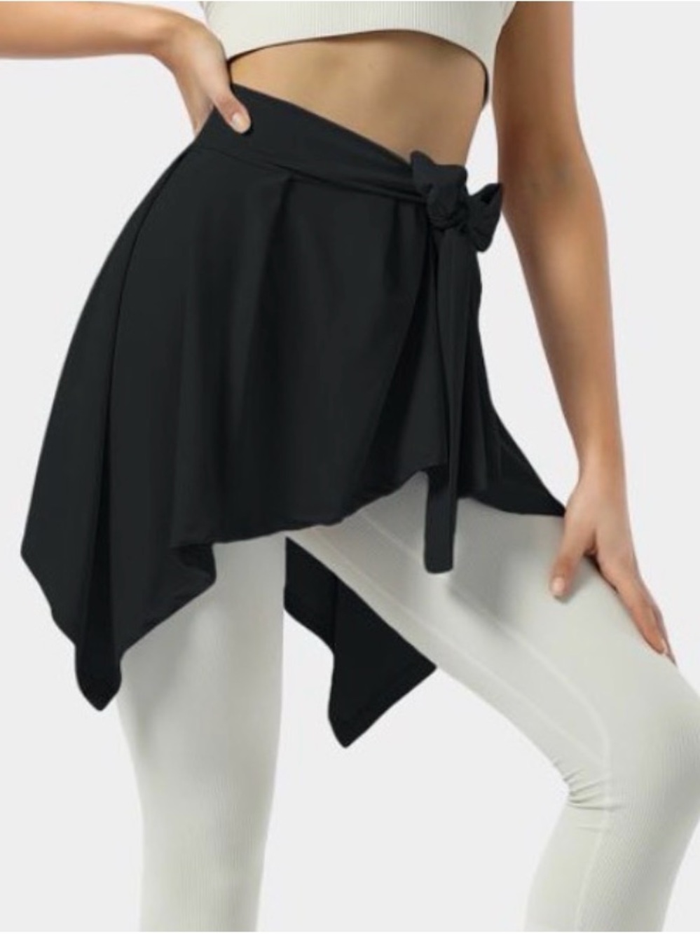 Black Asymmetrical Tie-Waist Dance Skirt